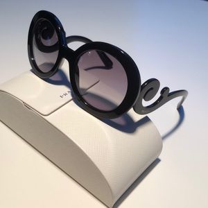 Prada Black Baroque Swirl Women's Round sunglasses